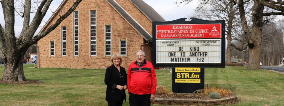 Kalamazoo Seventh-day Adventist church leaders Dan Burch and Marjie Shade remember the 1980 storm which provided an opportunity to show kindness to a Latter-day Saints congregation that lost its building. [Photo Credit: Jeff Kroehler]