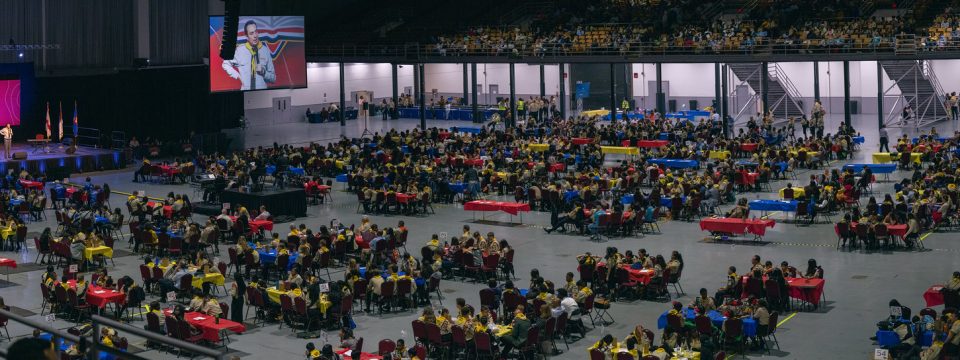 On April 22, the North American Division held the Pathfinder Bible Experience finals in Tampa, Florida, United States. [Photo: Pieter Damsteegt]