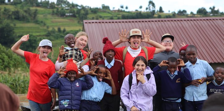 Some of the students from Sonora, California, United States, who recently spent 10 days laying the block walls of a girls’ dormitory at the Kimogoro Adventist Boarding Primary School in Kenya. [Photo: Maranatha Volunteers International]