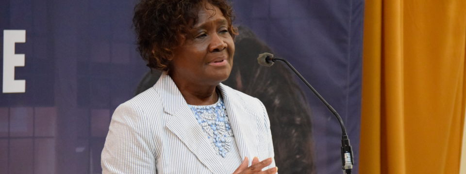 Ella Smith Simmons, a retired general vice president of the General Conference of the Seventh-day Adventist Church delivers the Inaugural Public Lecture at the Adventist University of Africa in Nairobi, Kenya, on April 24. [Photo: Janet Oyiende-Kariuki, Adventist University of Africa]